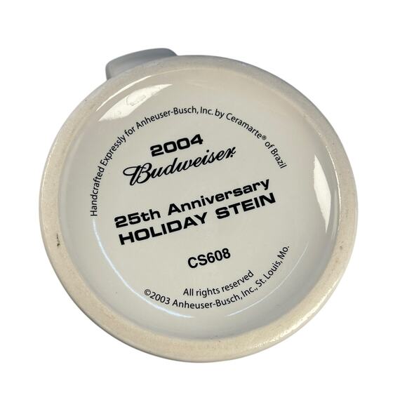 2004 Budweiser Holiday Stein Clydesdales Beer Mug 25th Anniversary - Picture 3 of 7